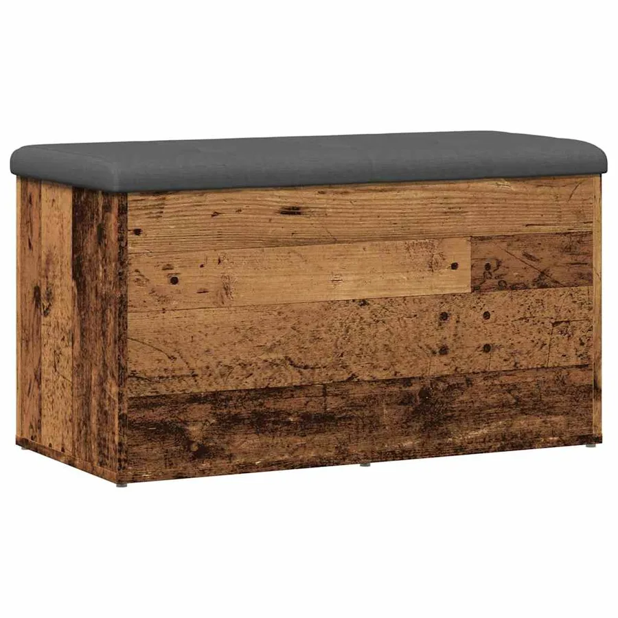 Banc de rangement vieux bois 82x42x45 cm bois d'ingénierie - 2