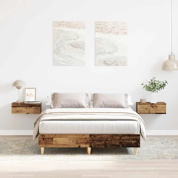 Cadre de lit sans matelas vieux bois 120x190 cm bois ingénierie