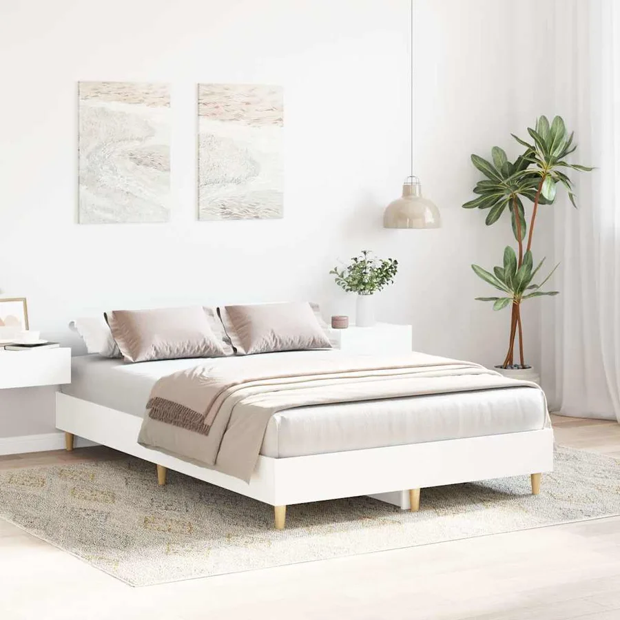 Cadre de lit sans matelas blanc 120x190 cm bois d'ingénierie - 3