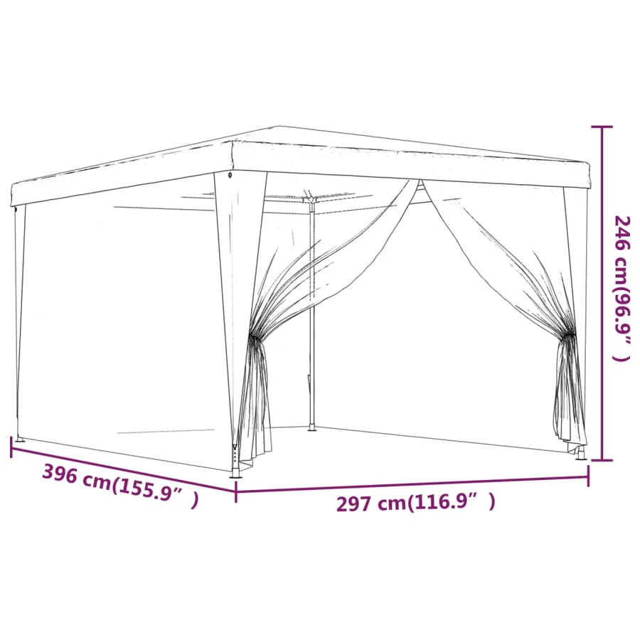 Tente de fête avec 4 parois latérales en maille Vert 3x4 m PEHD - 7