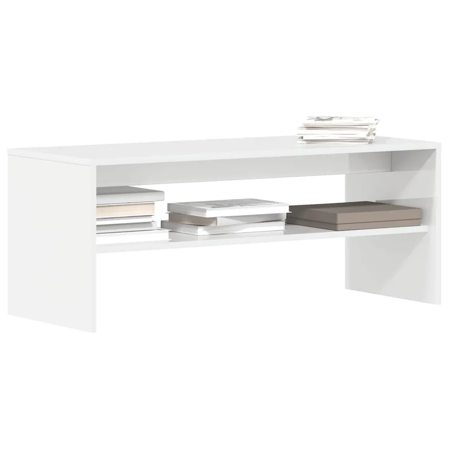Meuble TV Blanc brillant 100 x 40 x 40 cm Aggloméré