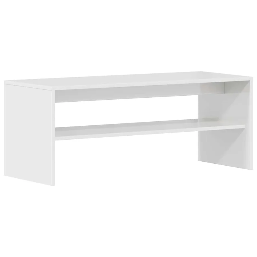 Meuble TV Blanc brillant 100 x 40 x 40 cm Aggloméré - 7