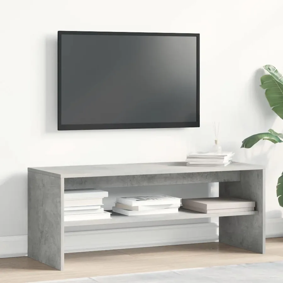 Meuble TV Gris béton 100 x 40 x 40 cm Aggloméré - 3