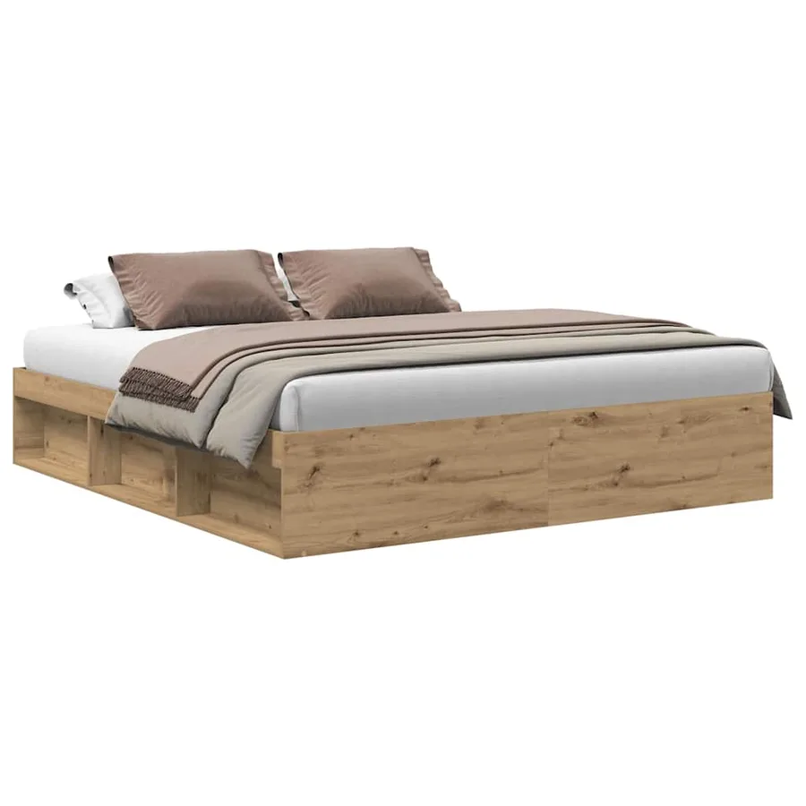 Cadre de lit sans matelas chêne artisanal 200x200 cm - 2