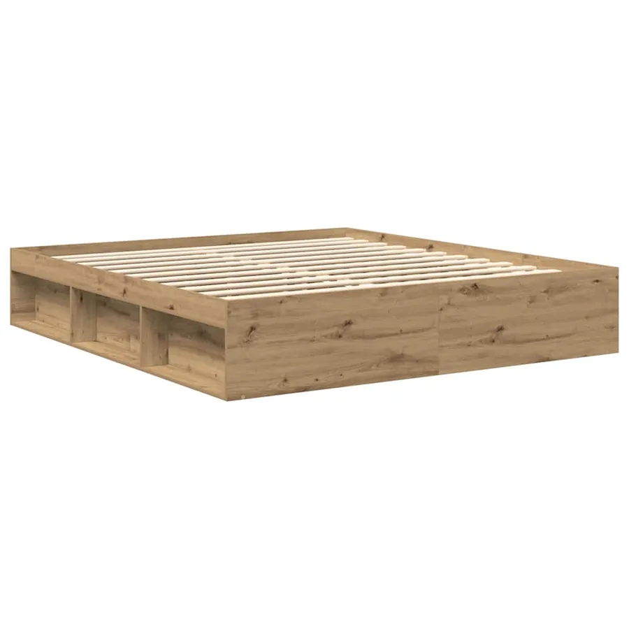 Cadre de lit sans matelas chêne artisanal 200x200 cm - 4