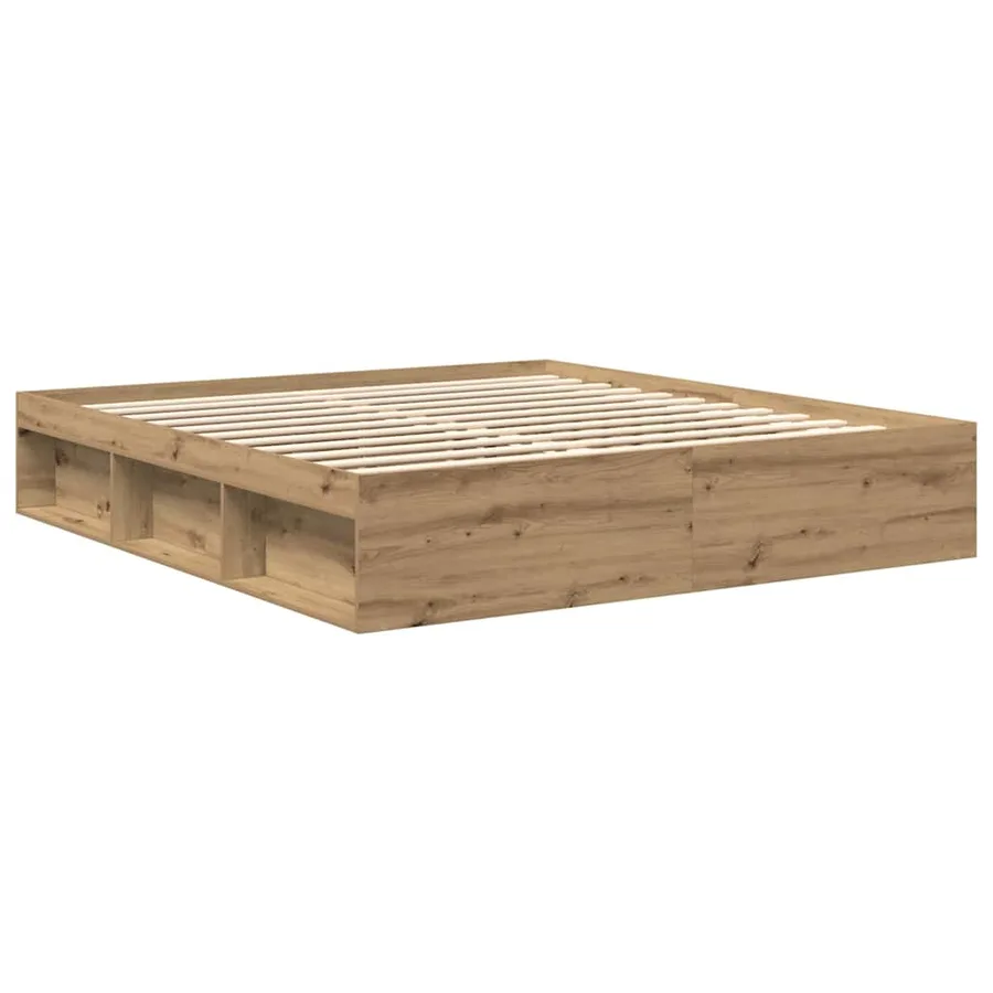 Cadre de lit sans matelas chêne artisanal 200x200 cm - 7