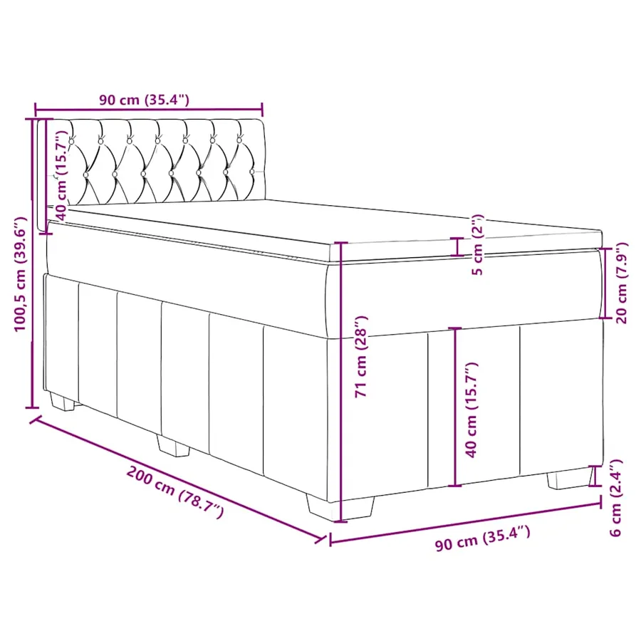 Sommier à lattes de lit avec matelas Marron foncé 90x200 cm - 18