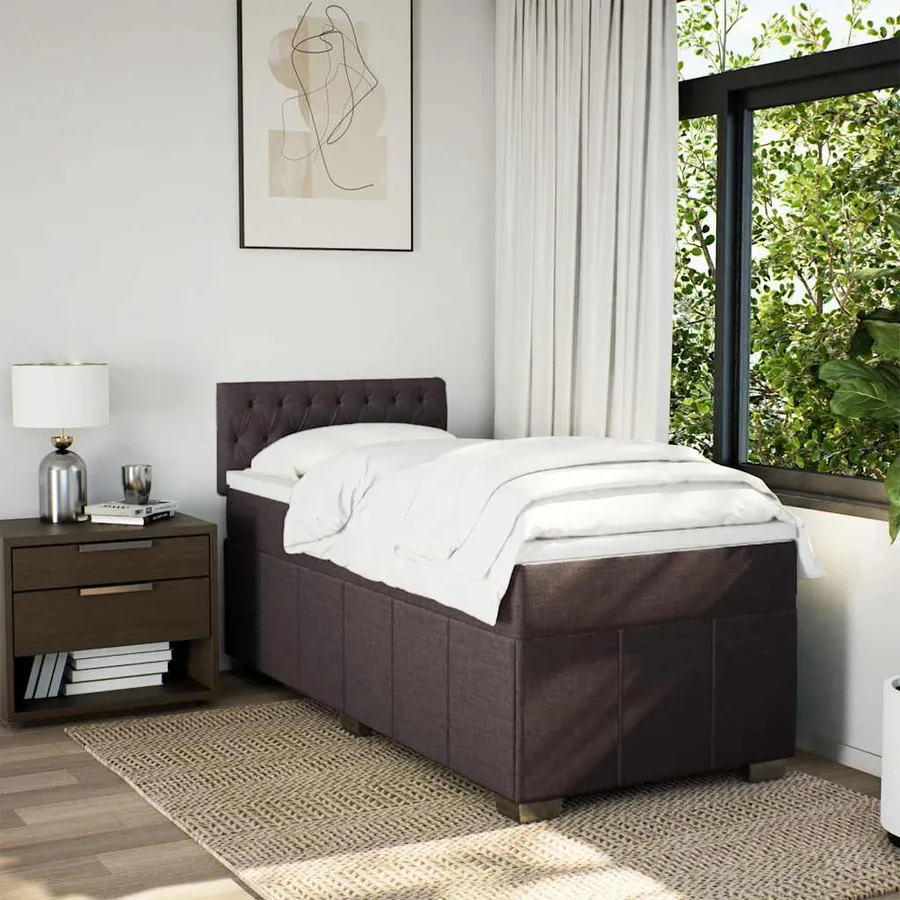Sommier à lattes de lit avec matelas Marron foncé 90x200 cm - 4