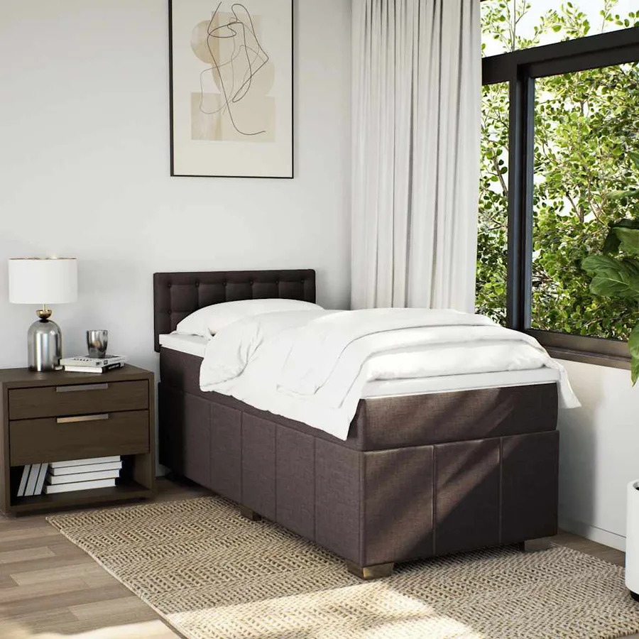 Sommier à lattes de lit avec matelas Marron foncé 90x200 cm - 4