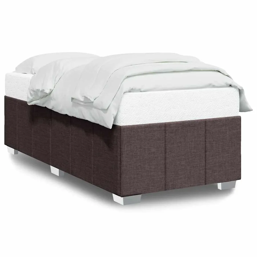 Cadre de lit sans matelas marron foncé 90x200 cm tissu - 2