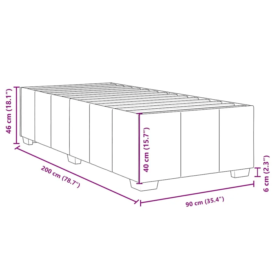 Cadre de lit sans matelas marron foncé 90x200 cm tissu - 9