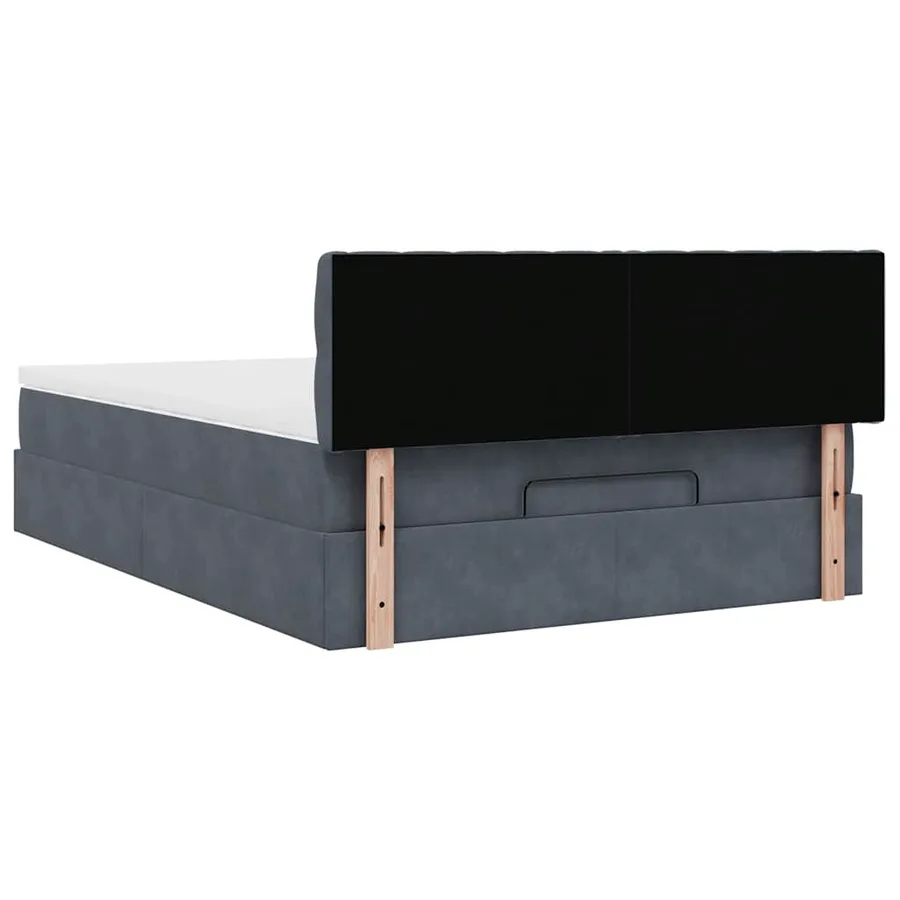 Cadre de lit ottoman avec matelas gris foncé 140x200 cm velours - 11
