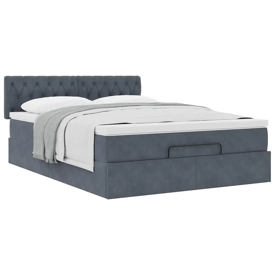 Cadre de lit ottoman avec matelas gris foncé 140x200 cm velours - 5