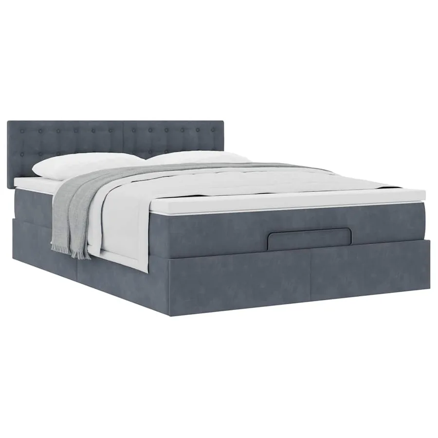 Cadre de lit ottoman avec matelas gris foncé 140x200 cm velours - 5