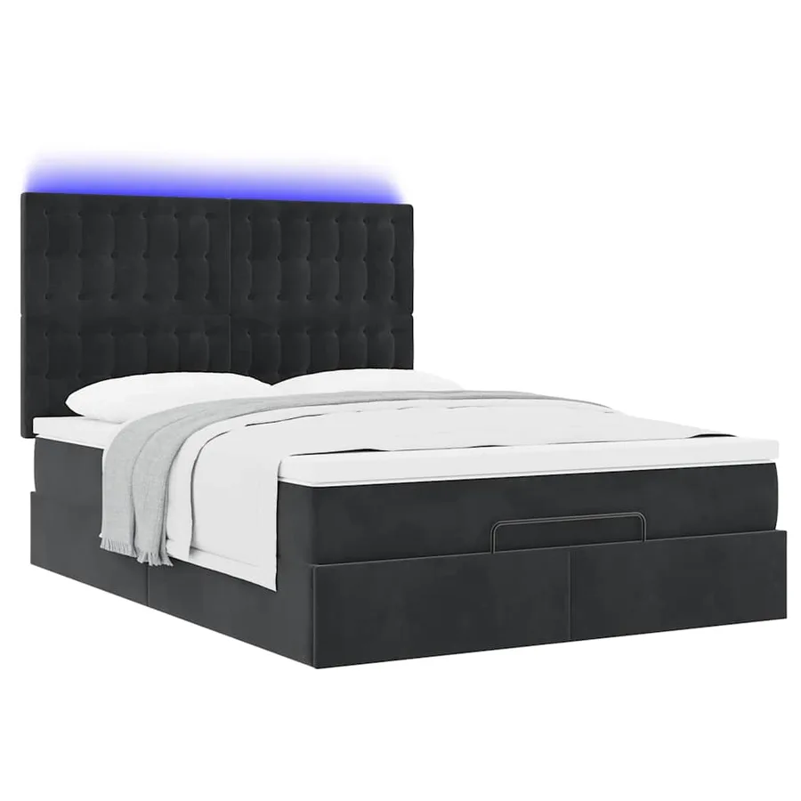 Cadre de lit ottoman avec matelas noir 140x200 cm velours - 6