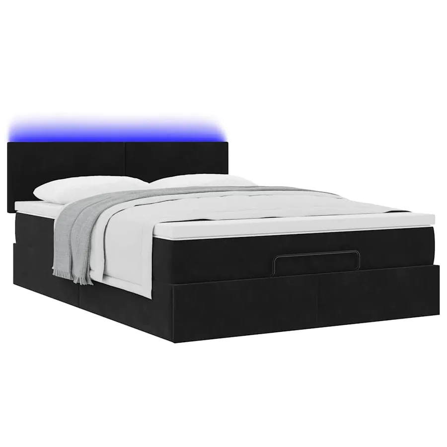 Cadre de lit ottoman avec matelas noir 140x200 cm velours - 3