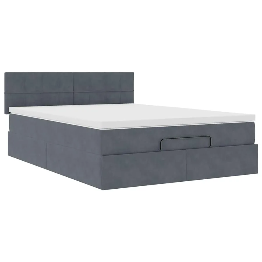 Cadre de lit ottoman avec matelas gris foncé 140x200 cm velours - 5