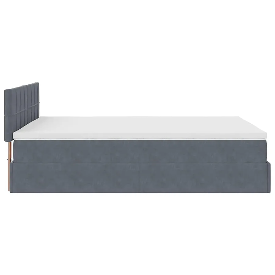 Cadre de lit ottoman avec matelas gris foncé 140x200 cm velours - 9
