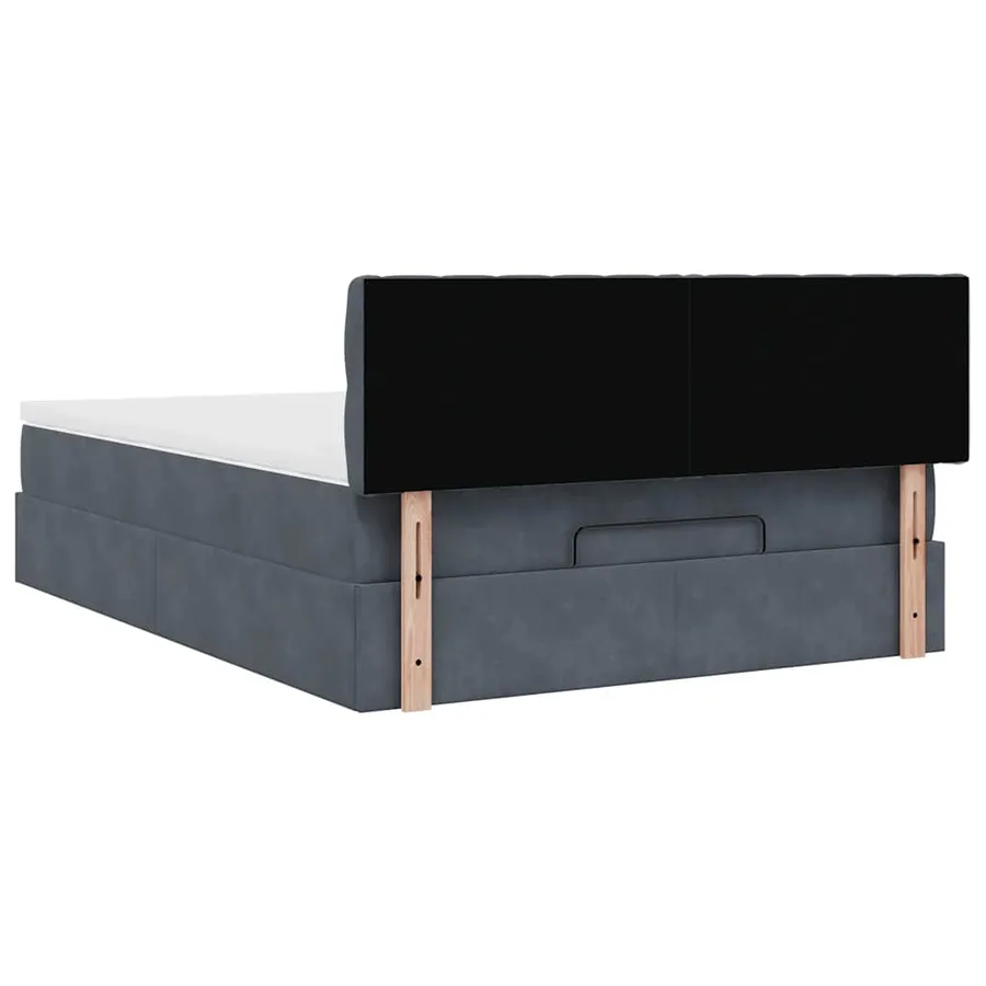 Cadre de lit ottoman avec matelas gris foncé 140x200 cm velours - 10