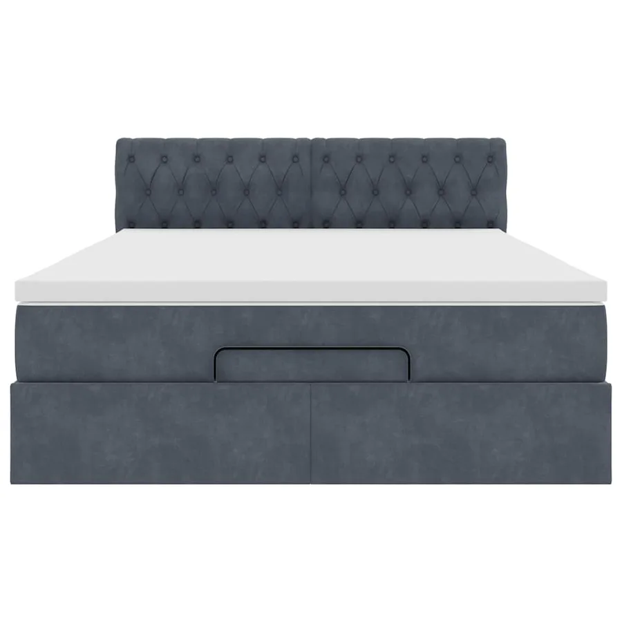 Cadre de lit ottoman avec matelas gris foncé 140x200 cm velours - 6