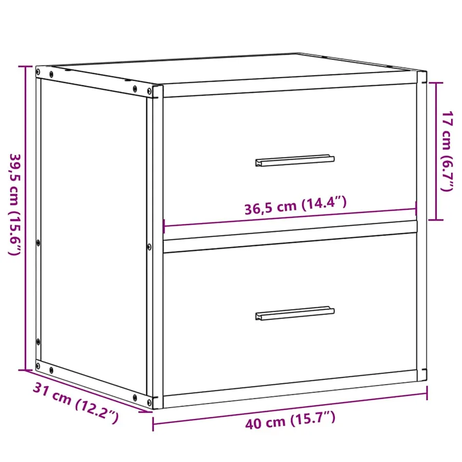 Table de chevet murale noir 40x31x39,5 cm - 12