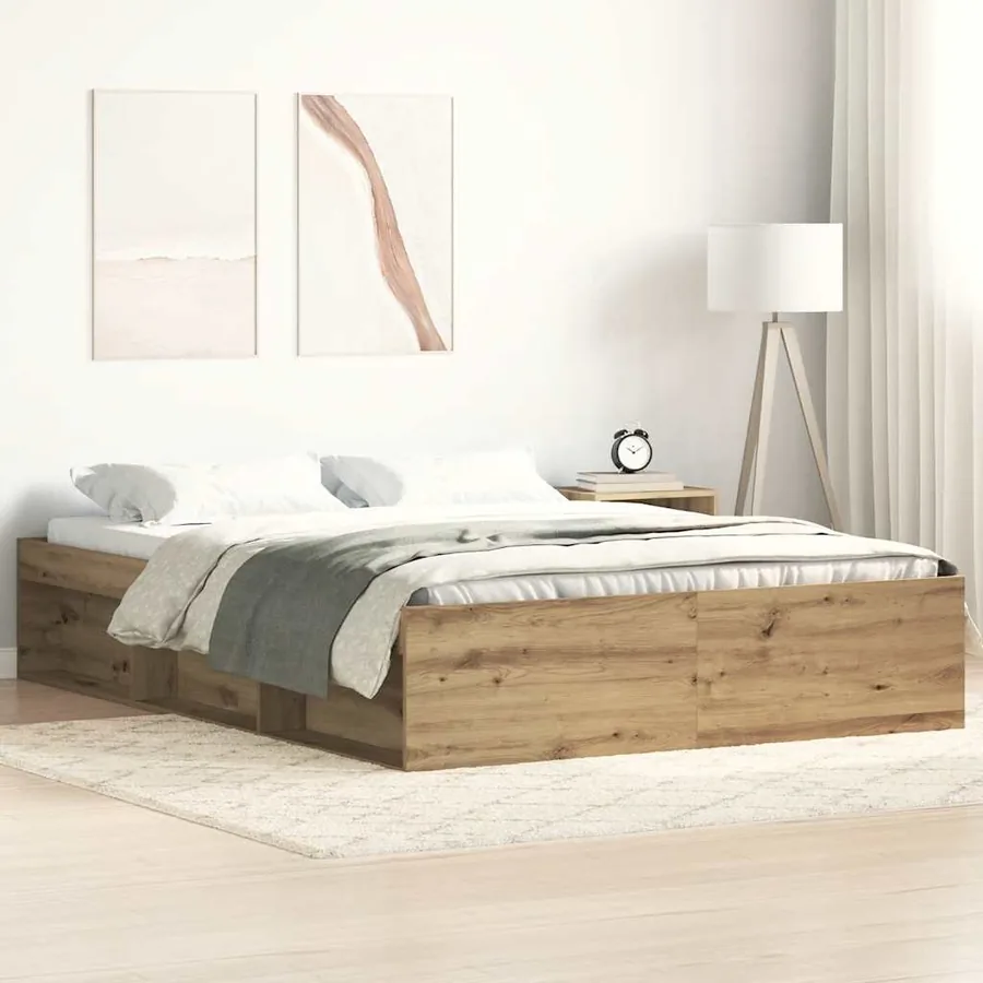 Cadre de lit sans matelas chêne artisanal 160x200 cm