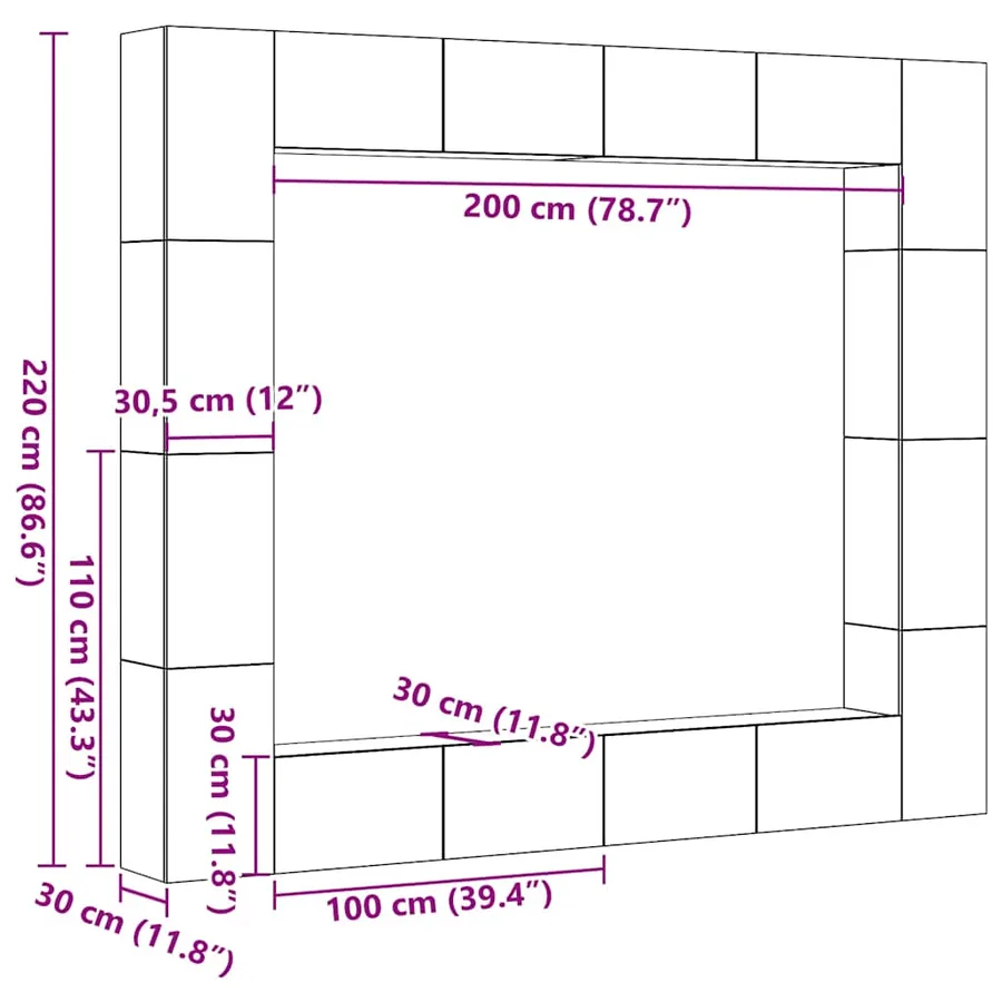 Ensemble de meuble TV mural 8 pcs chêne artisanal - 9