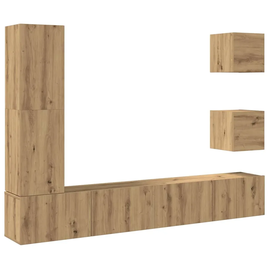 Ensemble de meuble TV mural 5 pcs chêne artisanal - 2