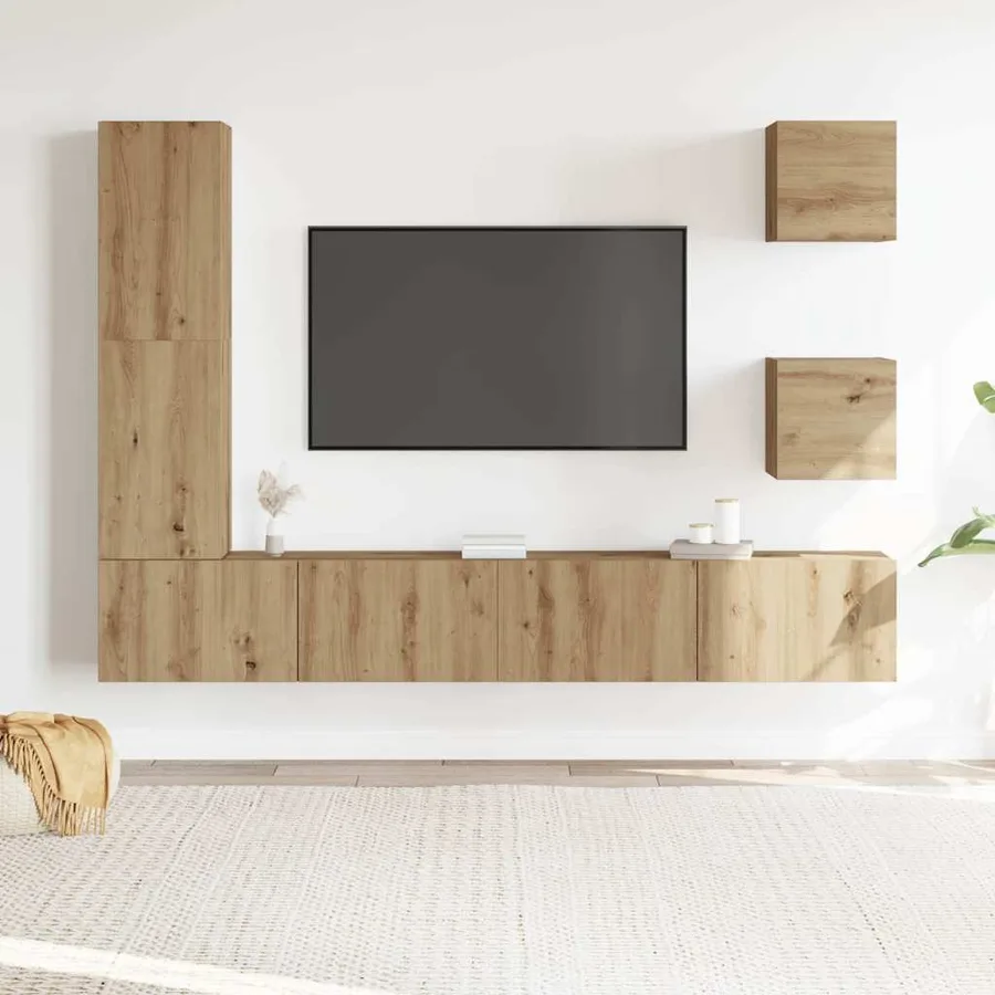 Ensemble de meuble TV mural 5 pcs chêne artisanal - 3