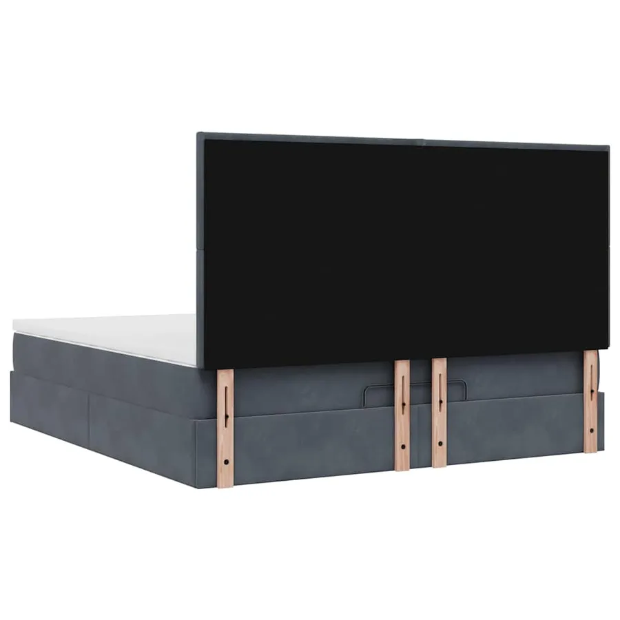 Cadre de lit ottoman avec matelas gris foncé 160x200cm velours - 10