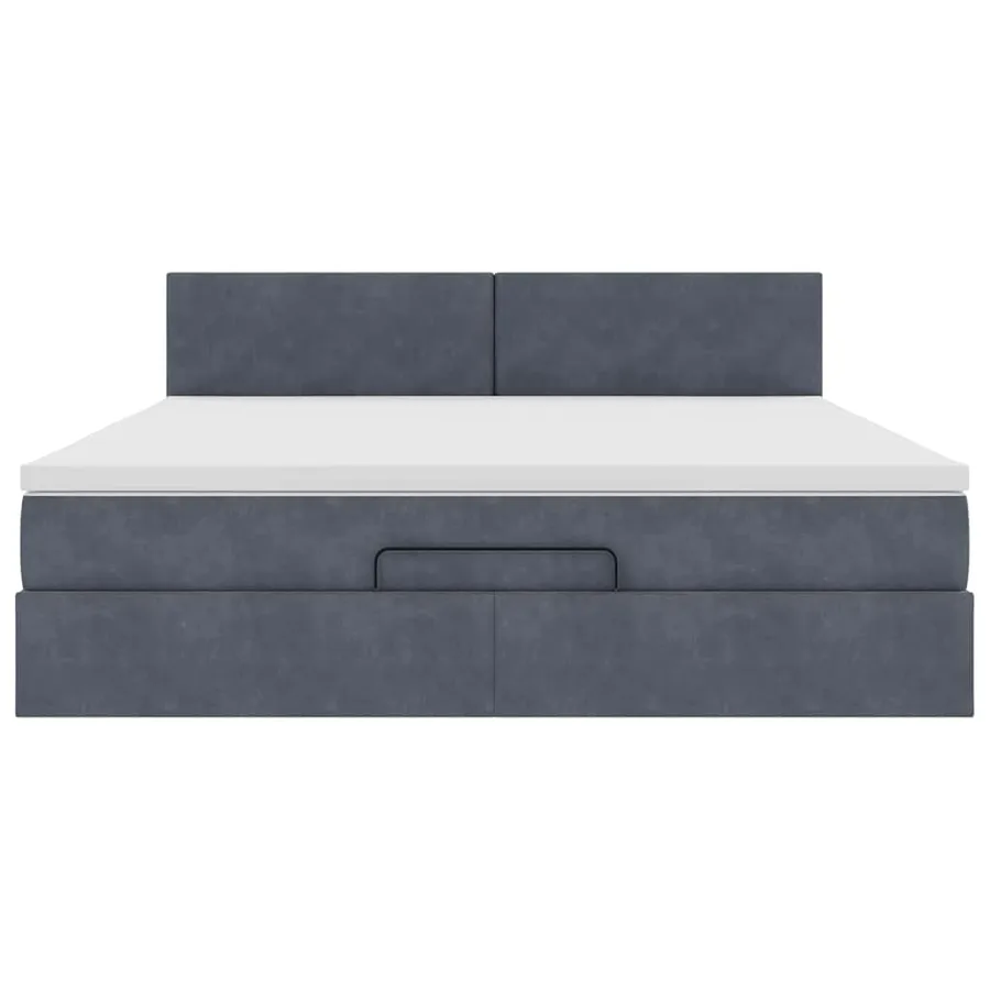Cadre de lit ottoman avec matelas gris foncé 160x200 cm velours - 6