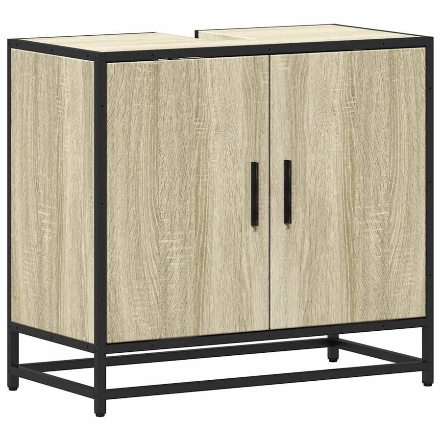 Meuble de salle de bain avec lavabo Chêne Sonoma 65 x 33 x 60 cm Bois d'ingénierie - 2