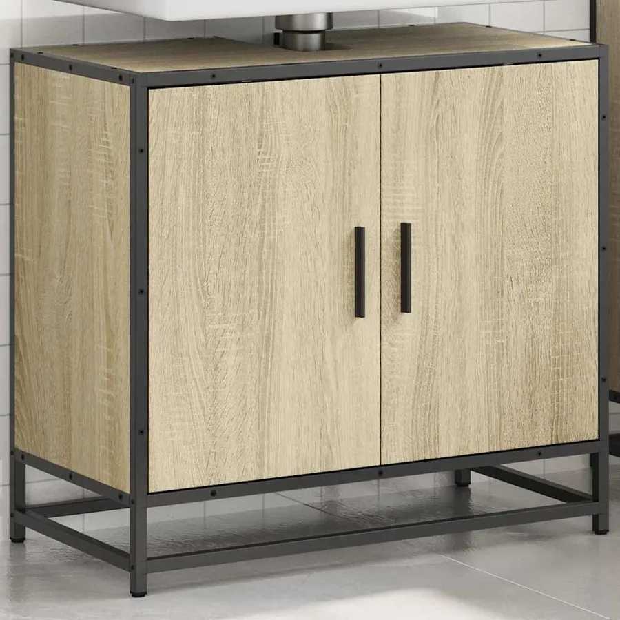Meuble de salle de bain avec lavabo Chêne Sonoma 65 x 33 x 60 cm Bois d'ingénierie - 3
