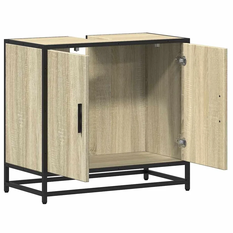Meuble de salle de bain avec lavabo Chêne Sonoma 65 x 33 x 60 cm Bois d'ingénierie - 8