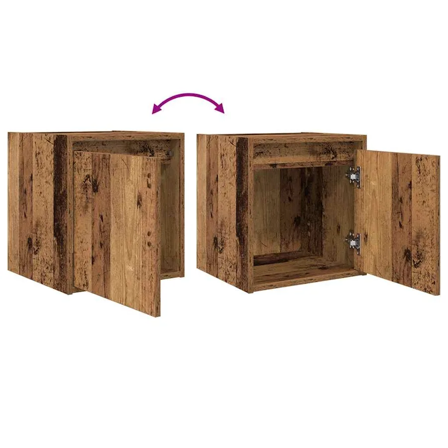 Table de chevet murale vieux bois 38x34x40 cm - 9