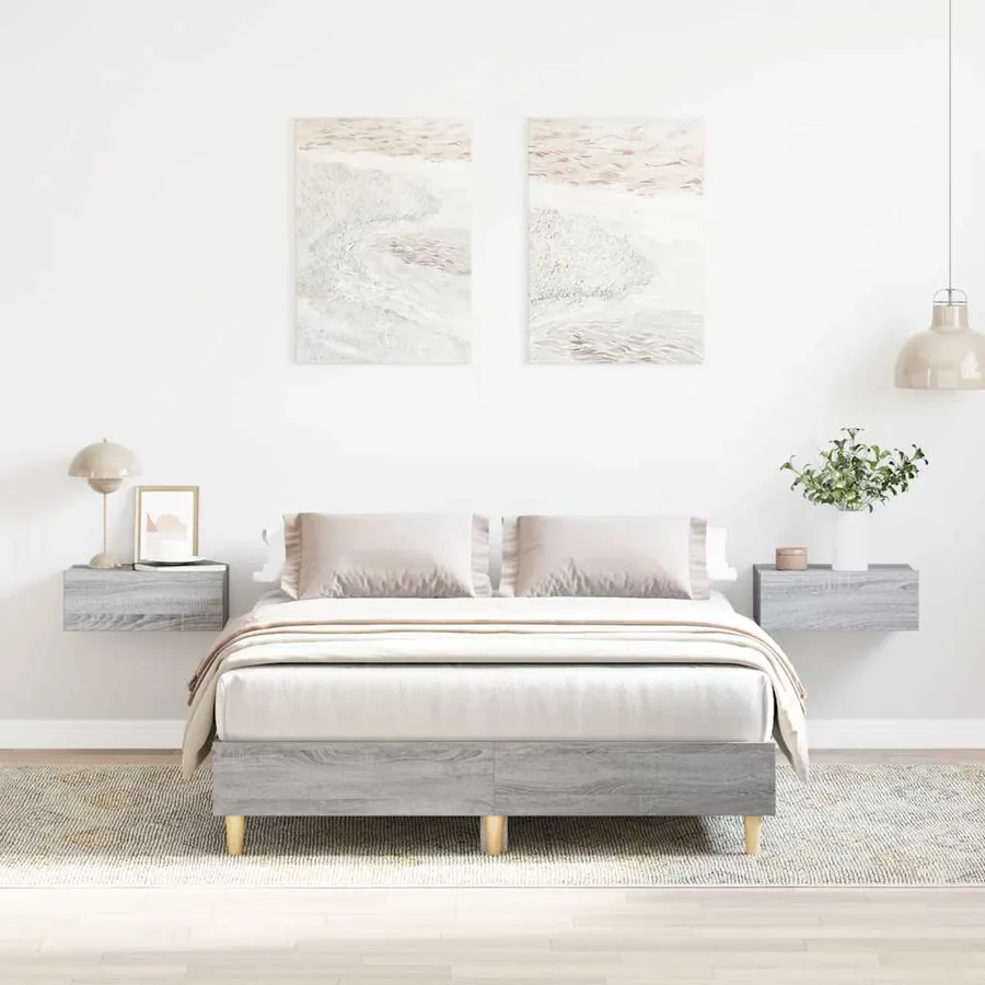 Cadre de lit sans matelas sonoma gris 120x200cm bois ingénierie