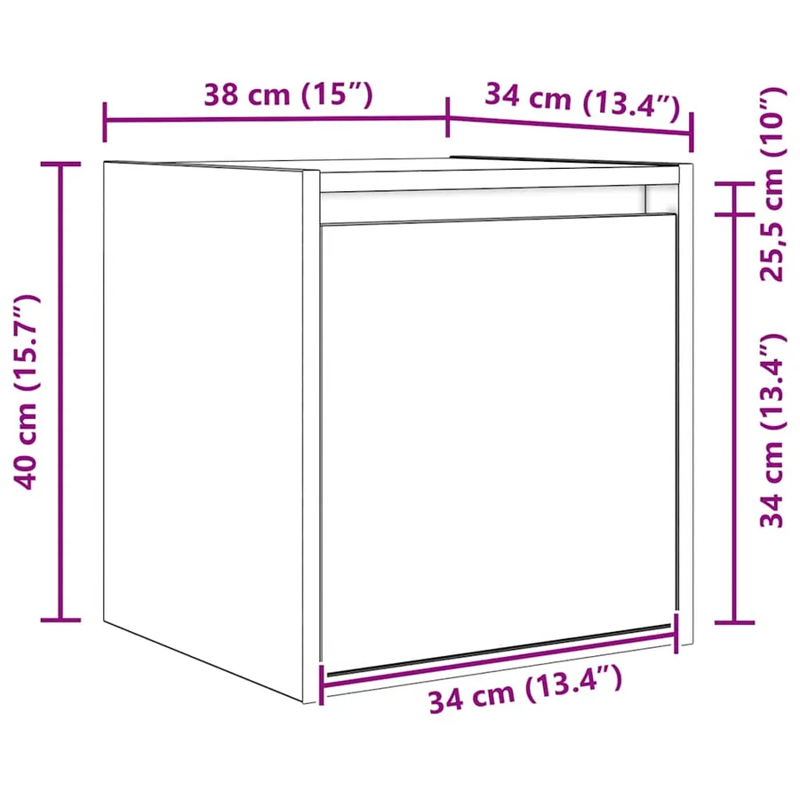 Table de chevet murale blanc 38x34x40 cm - 14