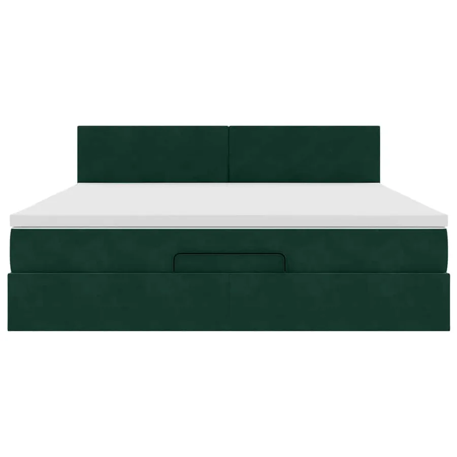 Cadre de lit ottoman avec matelas vert foncé 160x200 cm velours - 7