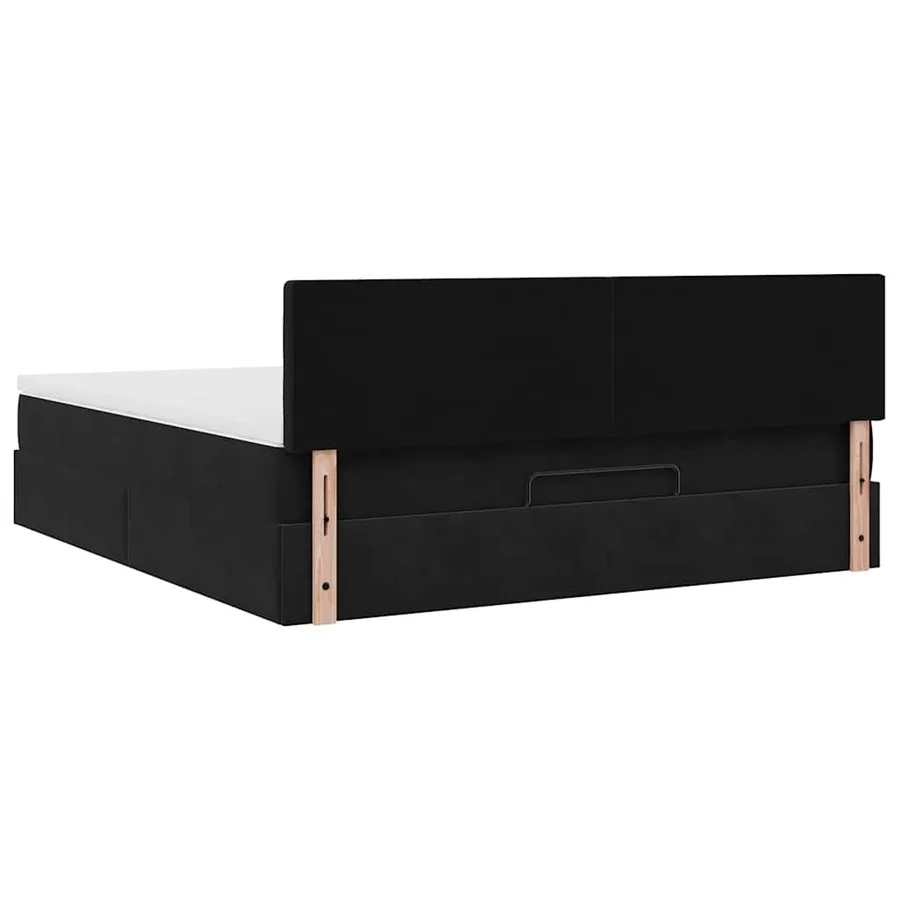 Cadre de lit ottoman avec matelas noir 160x200 cm velours - 11