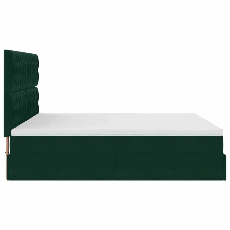 Cadre de lit ottoman avec matelas vert foncé 160x200 cm velours - 9