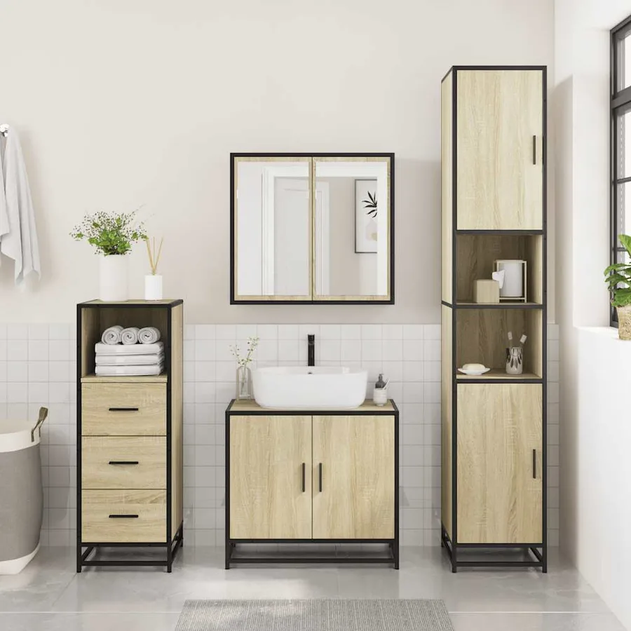 Armoire de salle de bain chêne sonoma 35x37,5x100 cm - 3
