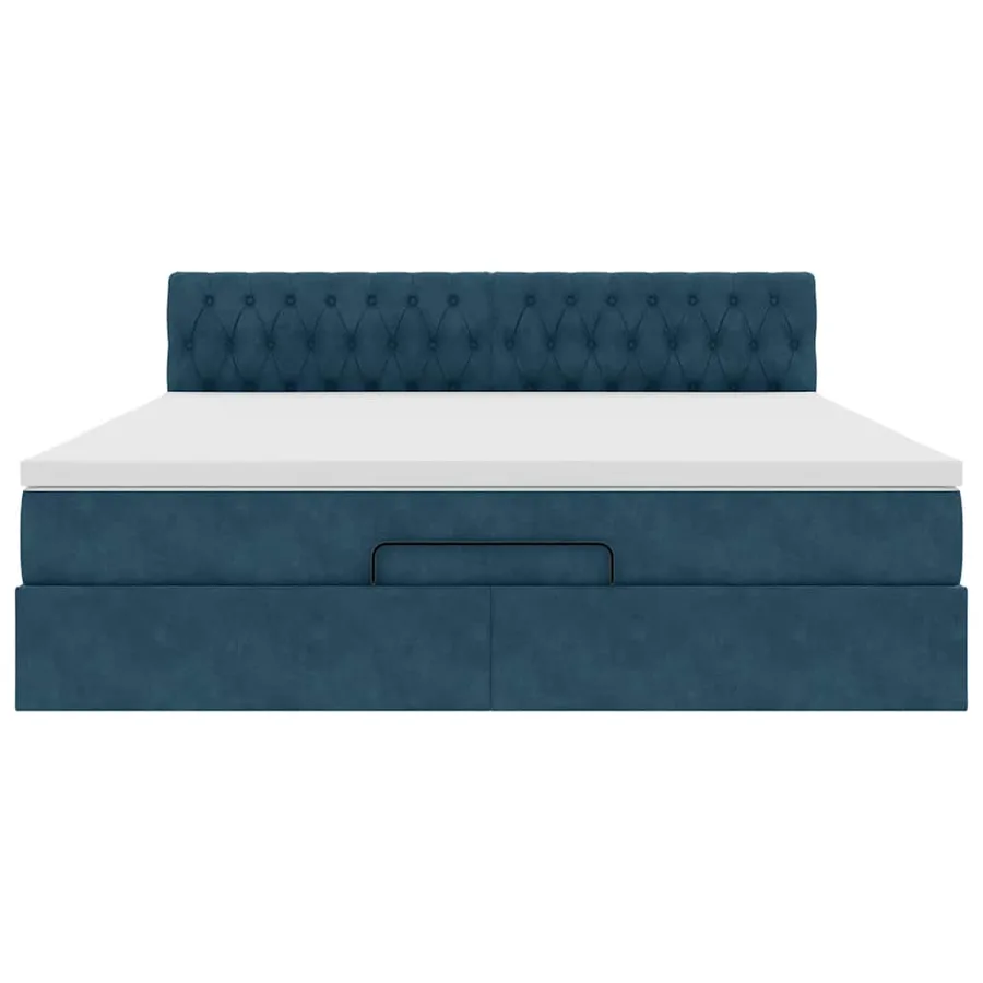 Cadre de lit ottoman avec matelas bleu foncé 160x200 cm velours - 7