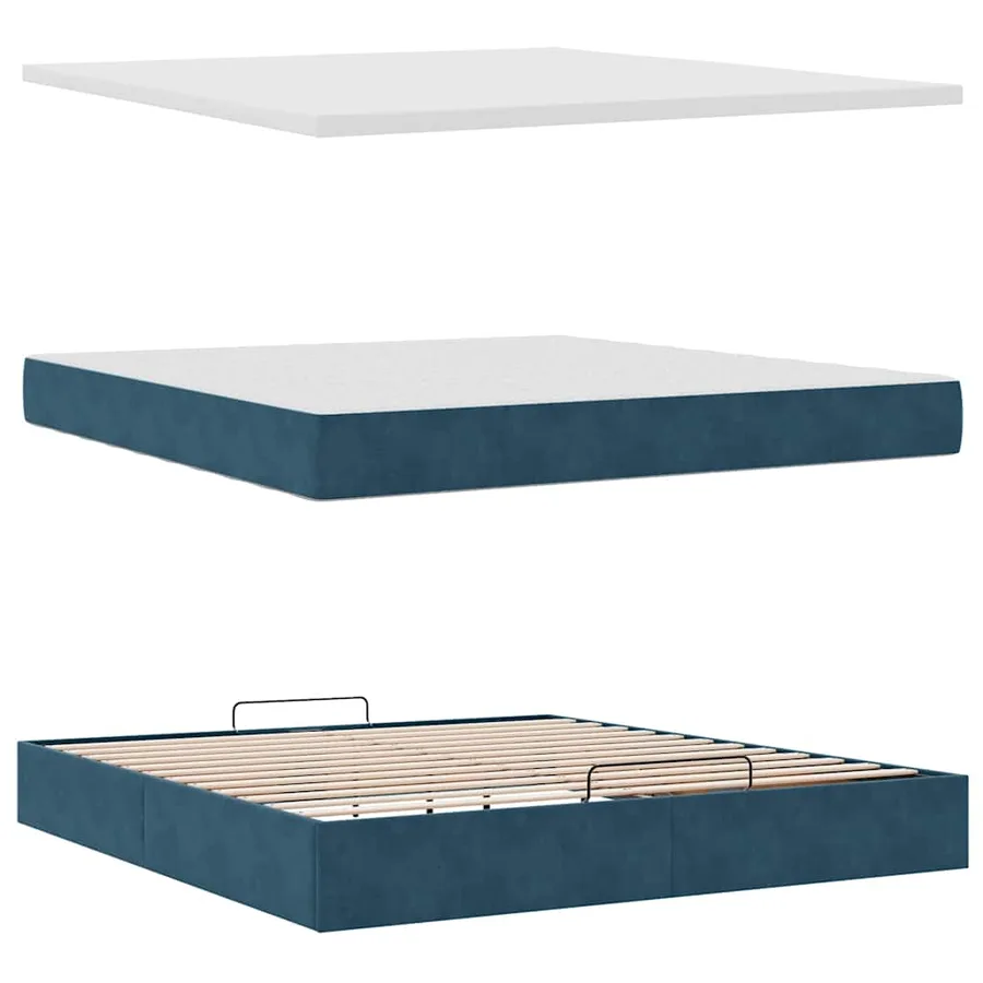 Cadre de lit ottoman avec matelas bleu foncé 160x200 cm velours - 8