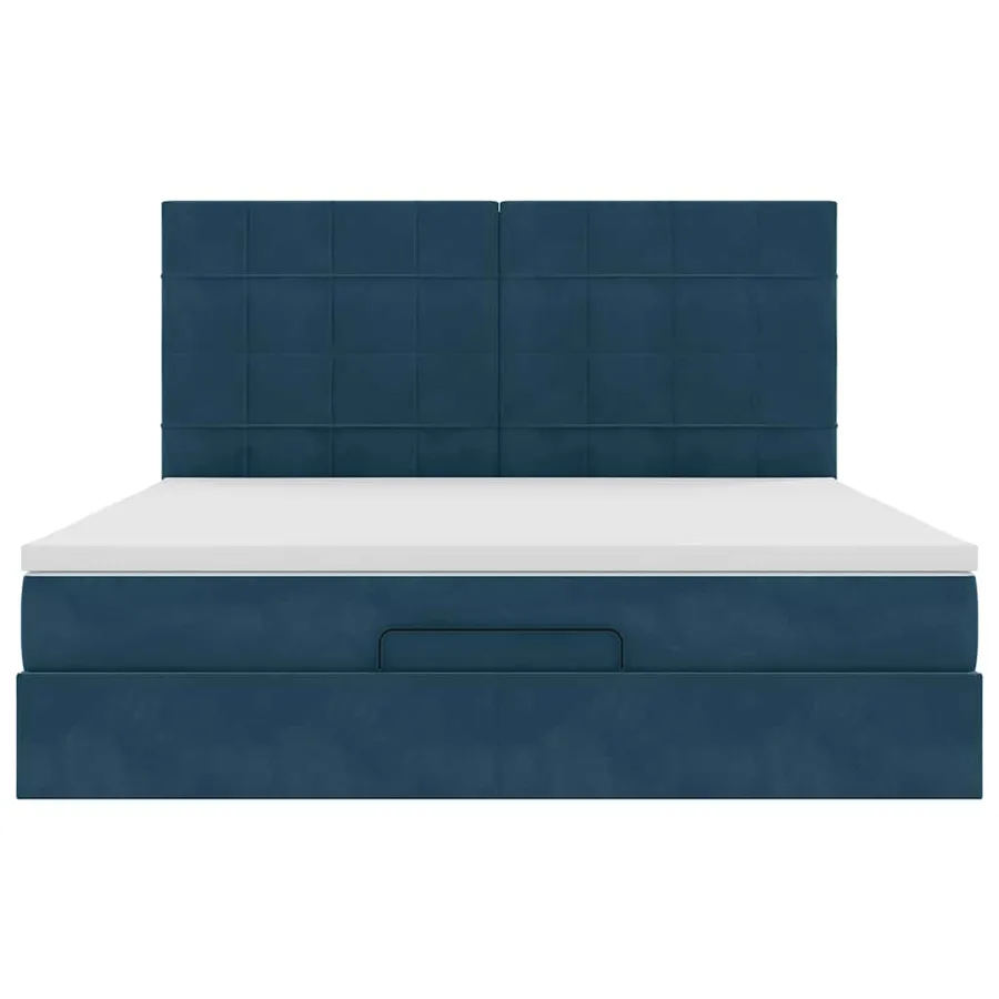 Cadre de lit ottoman avec matelas bleu foncé 160x200 cm velours - 8