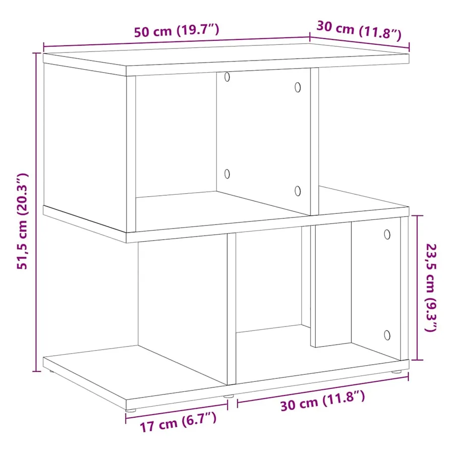Table de chevet chêne artisanal 50x30x51,5 cm bois d'ingénierie - 10