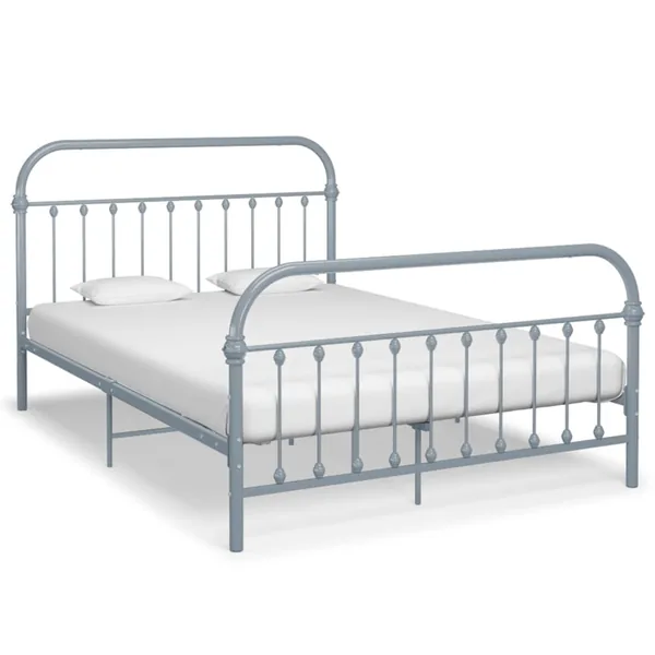 Cadre de lit sans matelas gris métal 120x200 cm