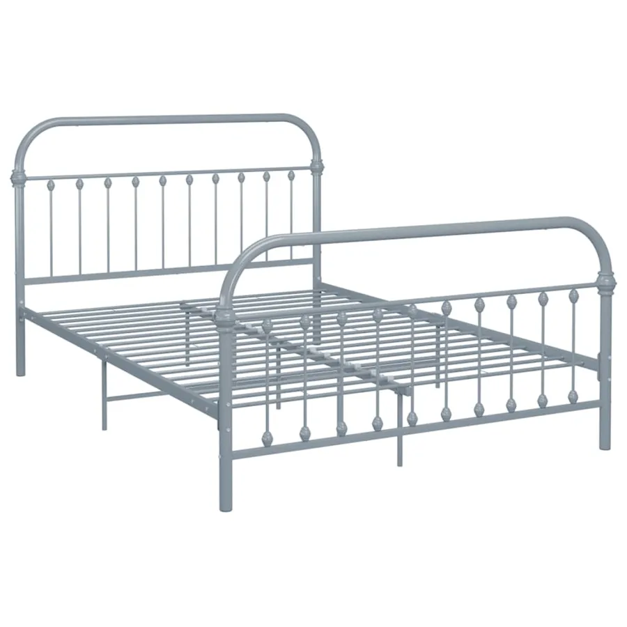 Cadre de lit sans matelas gris métal 120x200 cm - 2