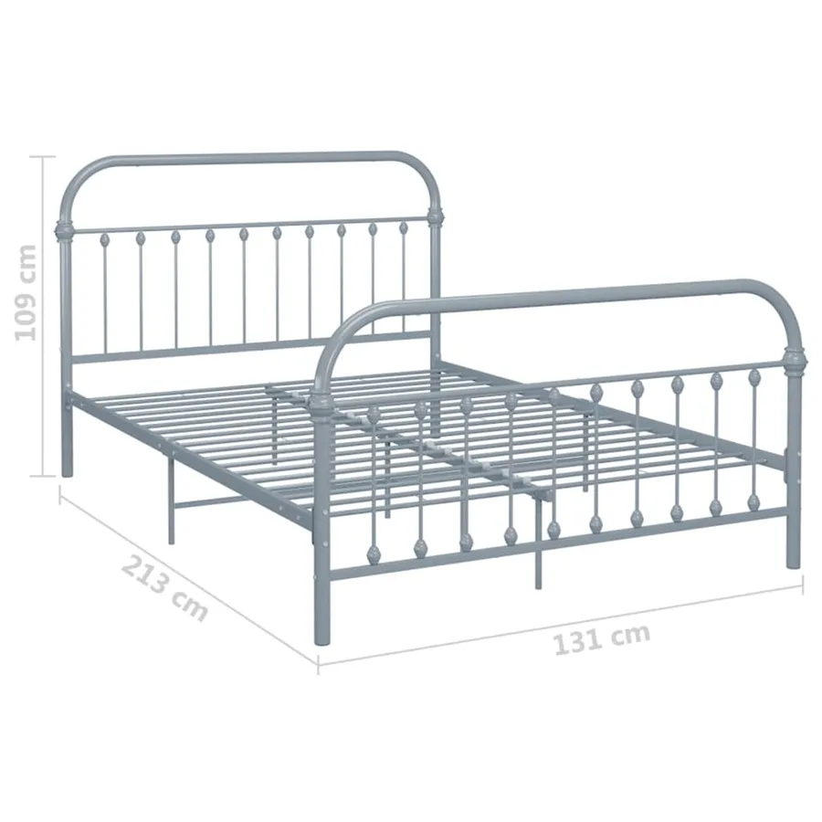 Cadre de lit sans matelas gris métal 120x200 cm - 6