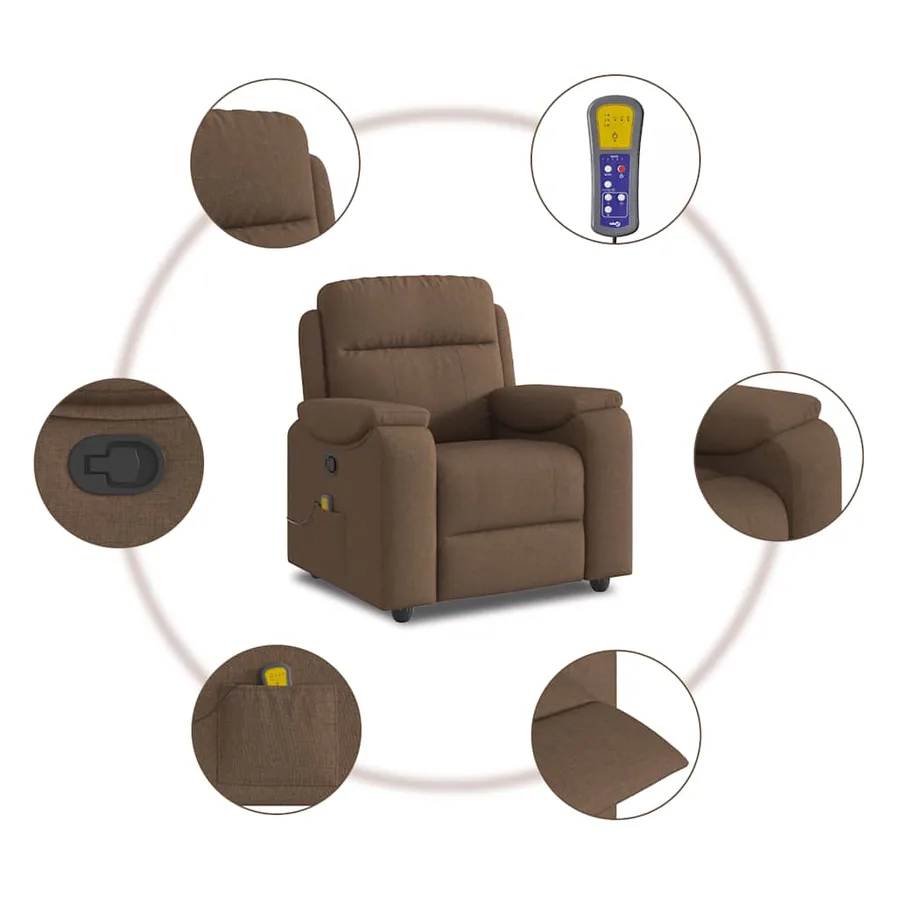 Fauteuil de massage inclinable Marron Tissu - 8