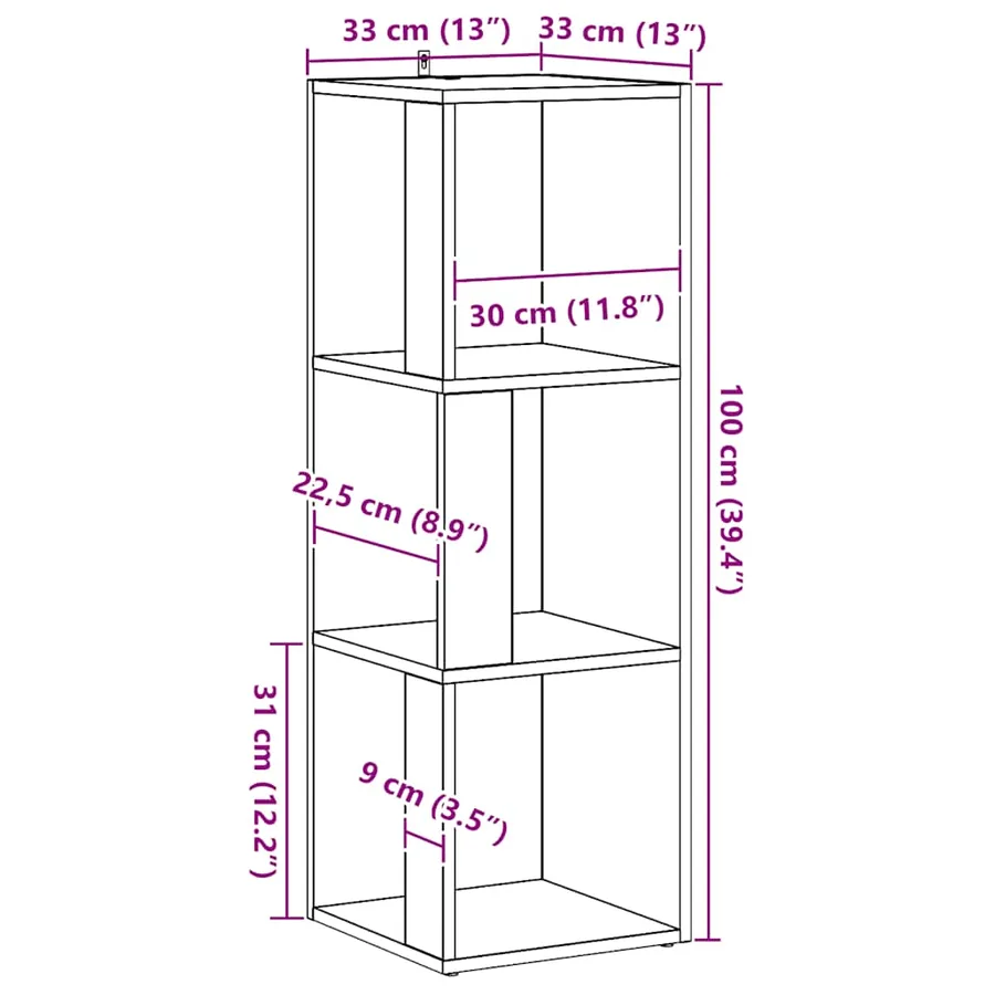 Armoire d'angle chêne artisanal 33x33x100 cm bois d'ingénierie - 8